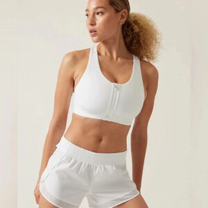 NWT | Athleta White Ultimate Zip Front Bra - Size XXS D-DD